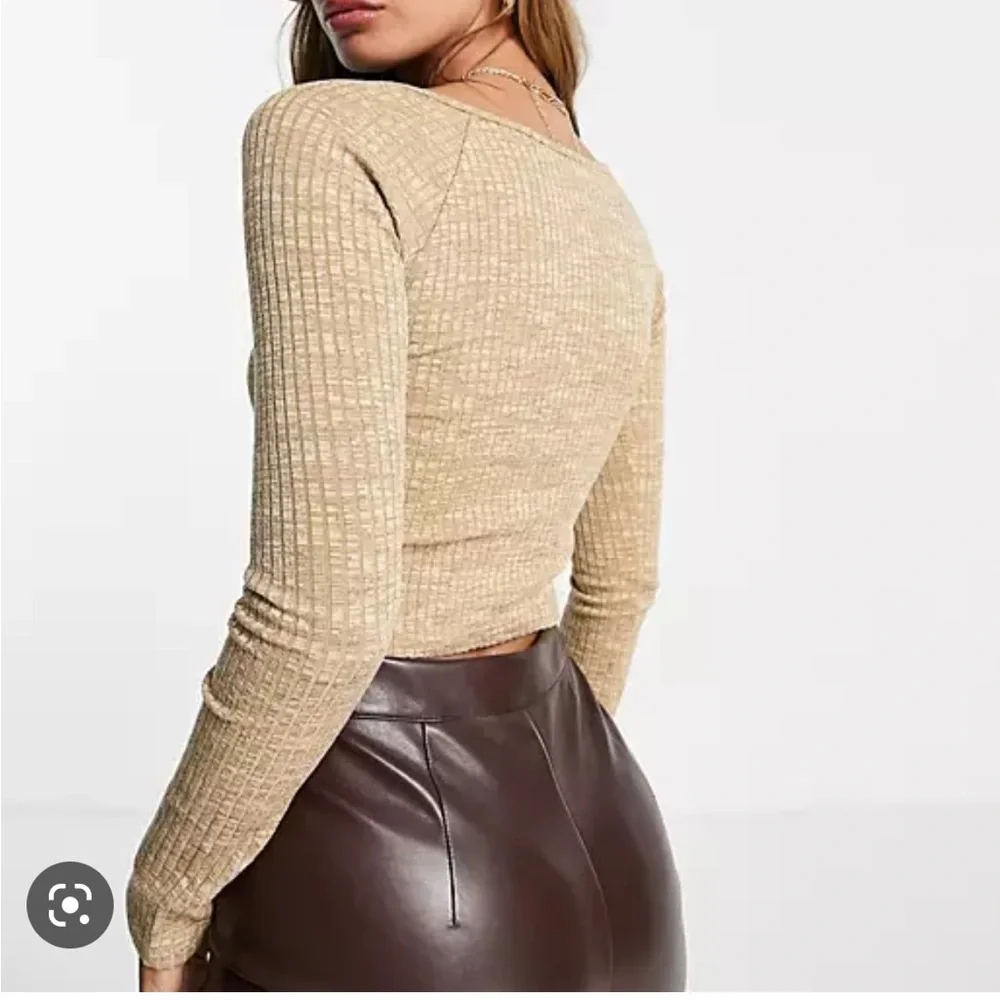 NWT TOPSHOP Front Halter Space Dye Top in Tan XS - Picture 2 of 6